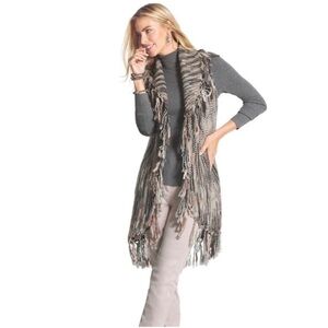 Chico’s Boho Festival Fringe Wool Sweater Vest Cardigan